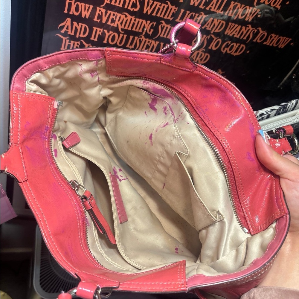 Coach Pink Embossed Leather Tote - Picture 6 of 6